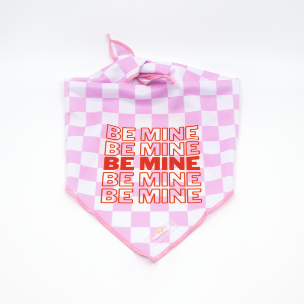 Dog cooling bandana - Be mine. Pink checkered mesh bandana