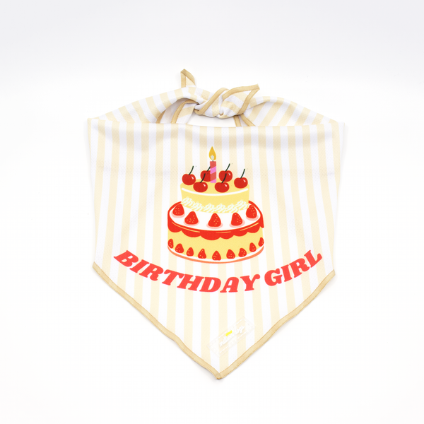 Dog Cooling bandana - Birthday girl, yellow stripe made by Million Dogs