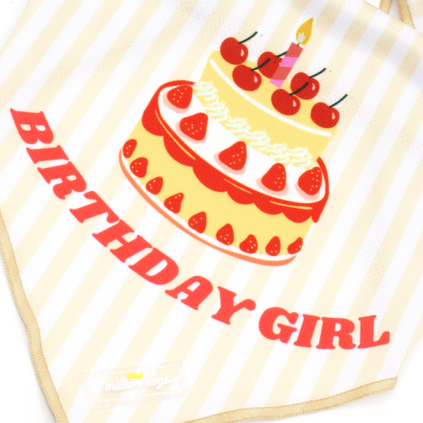Dog Cooling bandana - Birthday girl, yellow stripe made by Million Dogs