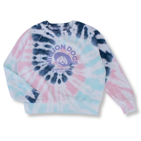 Women’s Spiral Blue Tie Dye Fleece Sweatshirts