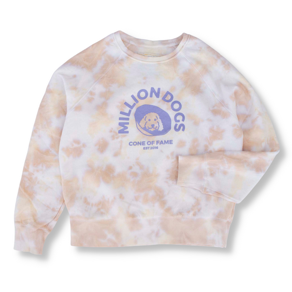 Million Dogs Women's Tie Dye Vanilla Cream Fleece Sweatshirts for Dog Owners