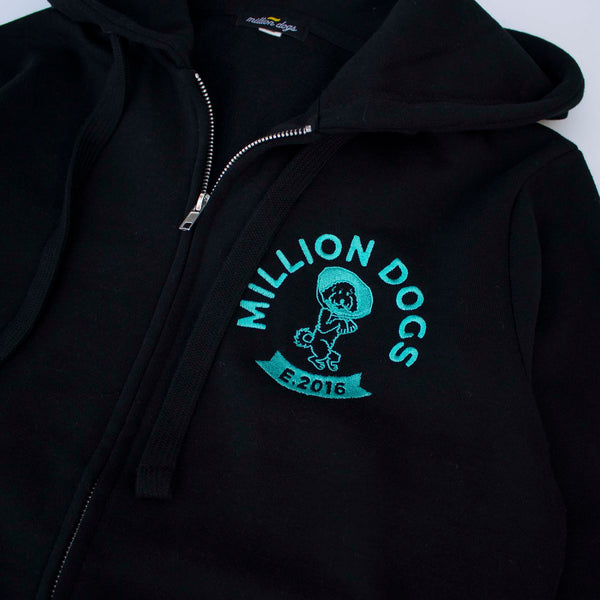 Million Dogs Men's Standard Fit Black Fleece Zip-Up Jacket