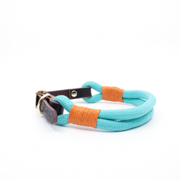 Mint color climbing rope leather dog collar by Million Dogs