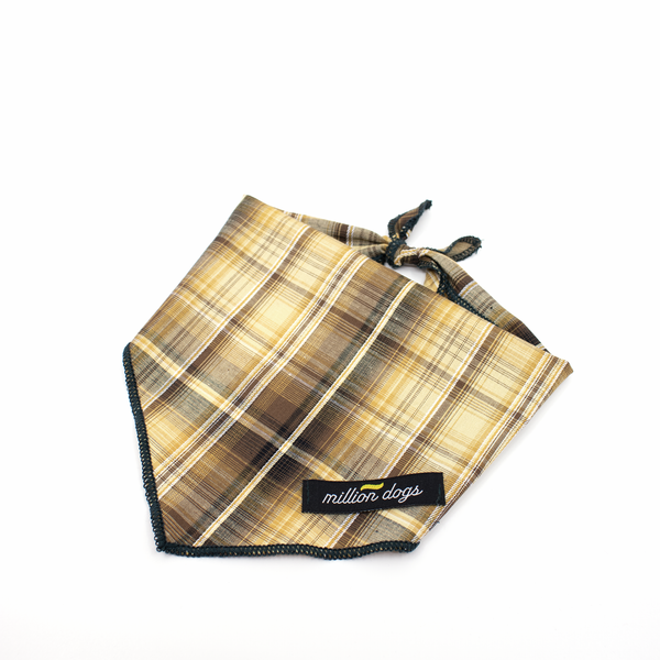 Mustard Plaid Dog Bandana by Million Dogs Los Angeles