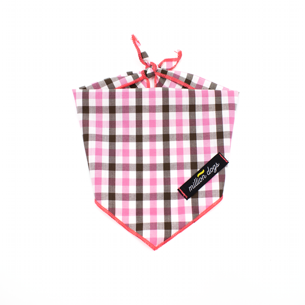 Pink check valentines day dog bandana