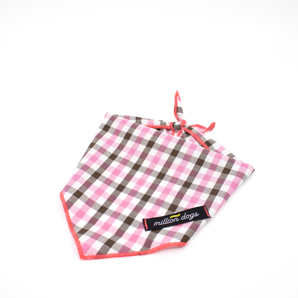 Pink check valentines day dog bandana