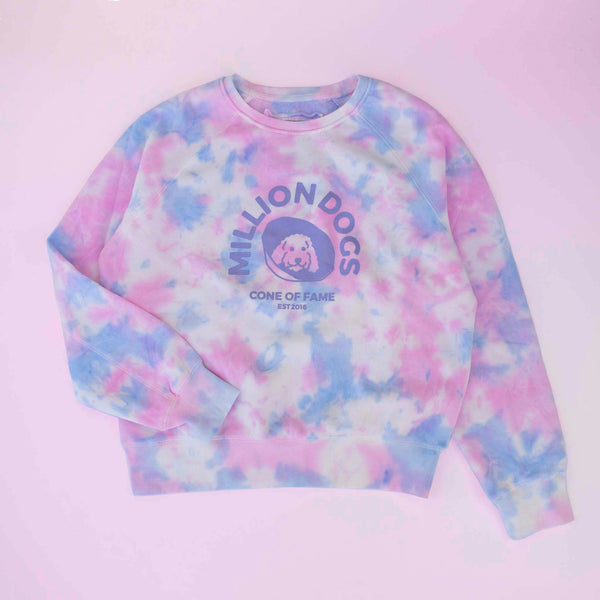 Million Dogs Women's Tie Dye bubblegum Pink Fleece Sweatshirts for Dog Owners