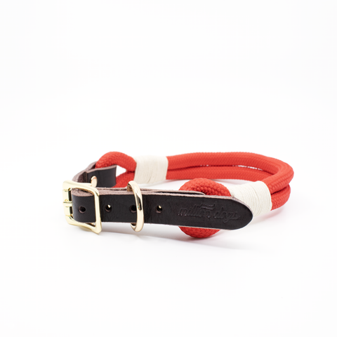 Red Rope Leather collar from Million Dogs