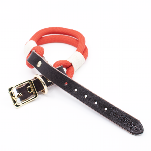 Red Rope Leather collar from Million Dogs