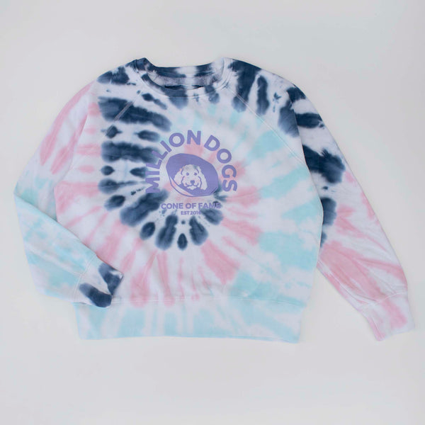 Million Dogs Women's Tie Dye Spiral Blue Fleece Sweatshirts for Dog Owners