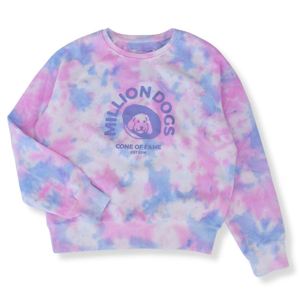 Million Dogs Women's Tie Dye bubblegum Pink Fleece Sweatshirts for Dog Owners