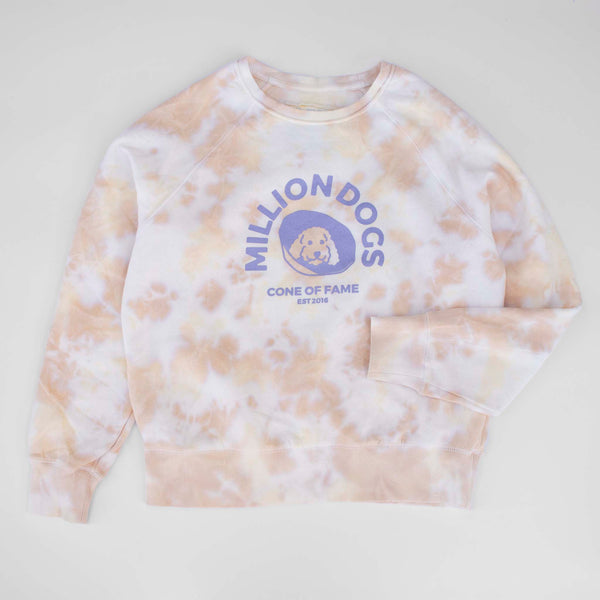 Million Dogs Women's Tie Dye Vanilla Cream Fleece Sweatshirts for Dog Owners