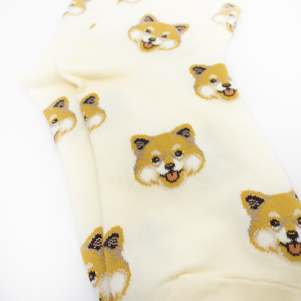 Cream Shiba Inu Pattern Socks