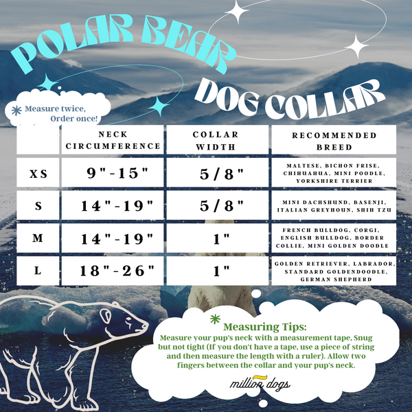 Polar Bear Dog Collar Size Chart  Million Dogs