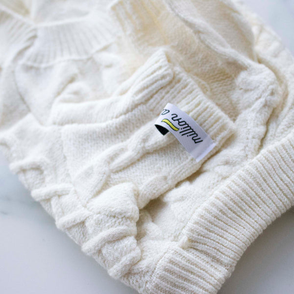 Cable Knit Ivory color Sweater for Small dogs