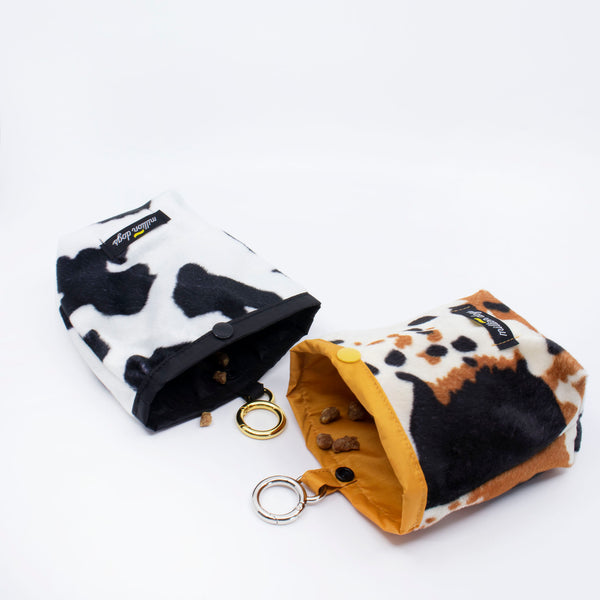 Cow pattern treat pouch for dogs