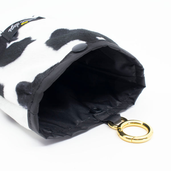 Cow pattern treat pouch for dogs