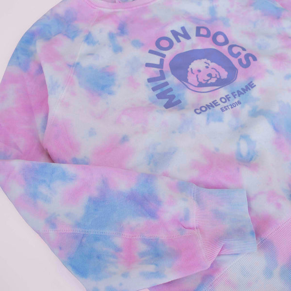 Million Dogs Women's Tie Dye bubblegum Pink Fleece Sweatshirts for Dog Owners
