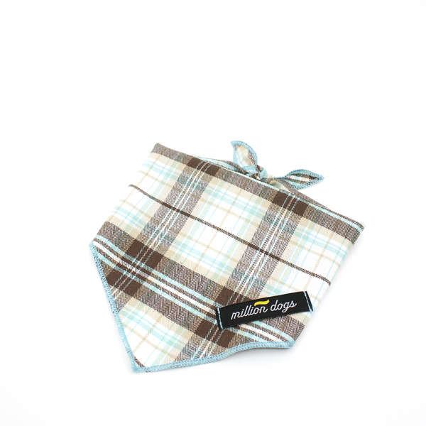 Sky blue and brown mix dog bandana by Million Dogs Los Angeles