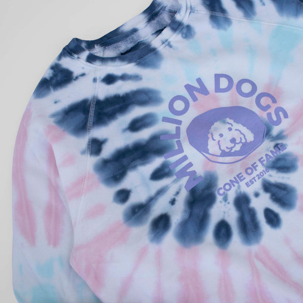 Million Dogs Women's Tie Dye Spiral Blue Fleece Sweatshirts for Dog Owners