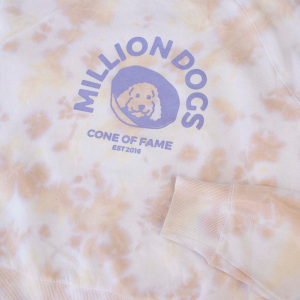 Million Dogs Women's Tie Dye Vanilla Cream Fleece Sweatshirts for Dog Owners