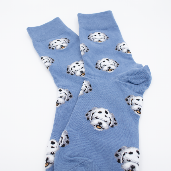 Blue doodle pattern socks for womens