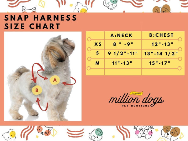 Snap Harness size chart- Million Dogs