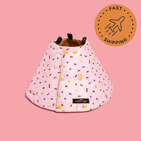 Million Dogs Anxiety Free Comfortable Healing Cone in Pink Terrazzo Pattern