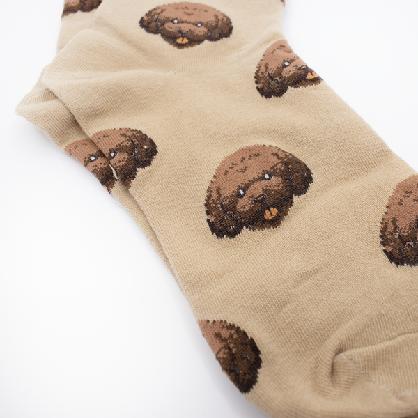 Brown poodle pattern women socks